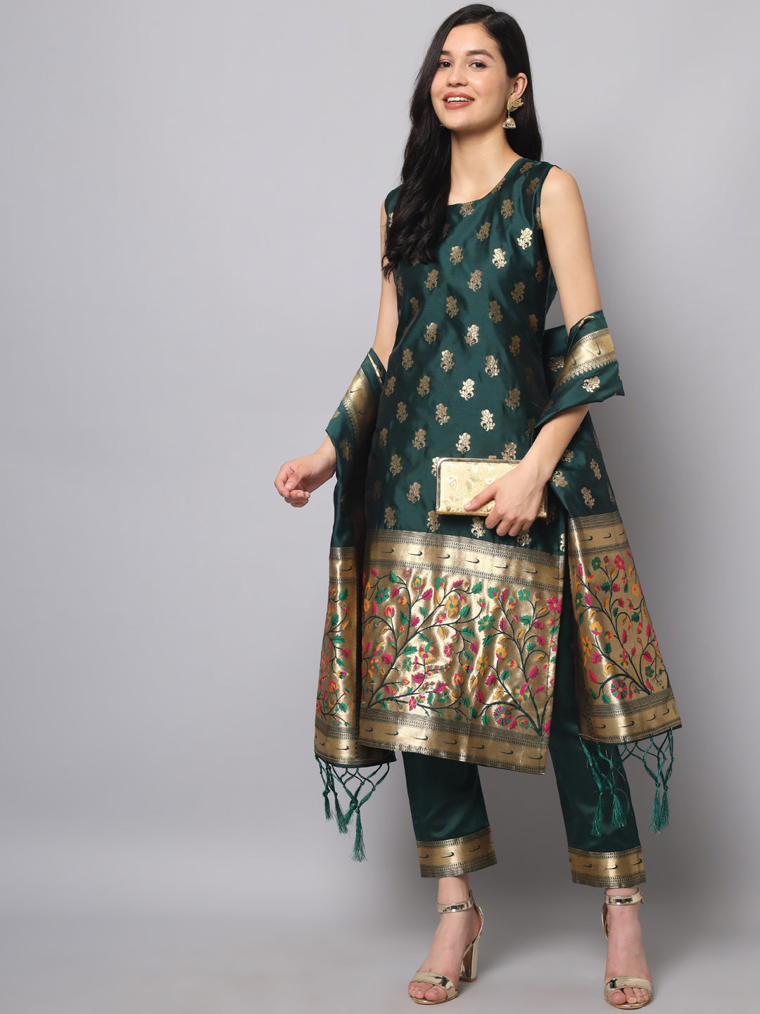 Cotton Silk Jacquard Kurta Pant With Banarasi Silk dupatta - FitVibe Fashion