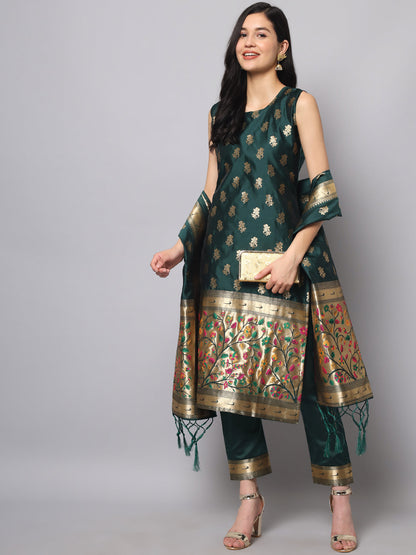 Cotton Silk Jacquard Kurta Pant With Banarasi Silk dupatta - FitVibe Fashion