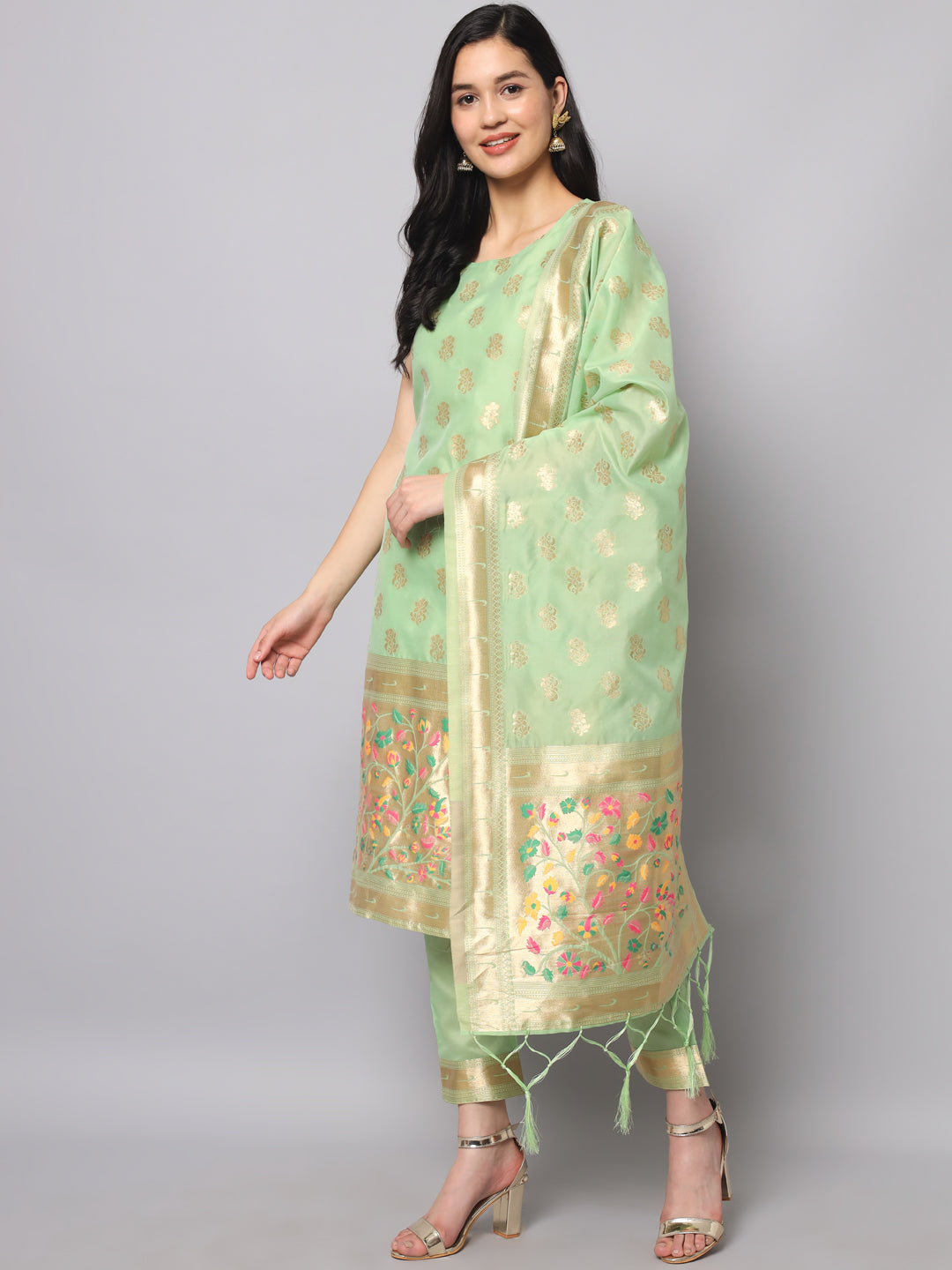 Cotton Silk Jacquard Kurta Pant With Banarasi Silk dupatta - FitVibe Fashion