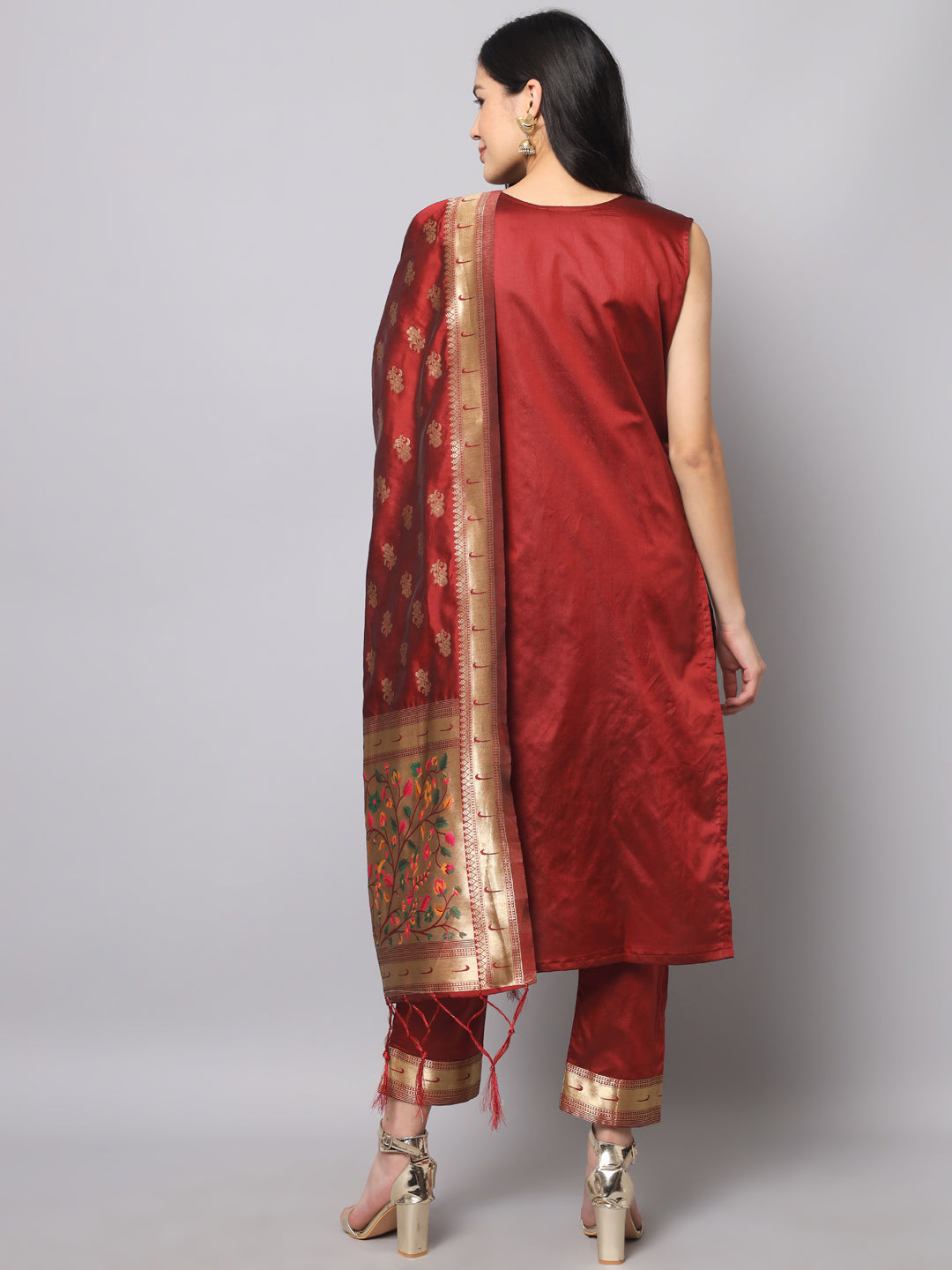Cotton Silk Jacquard Kurta Pant With Banarasi Silk dupatta - FitVibe Fashion