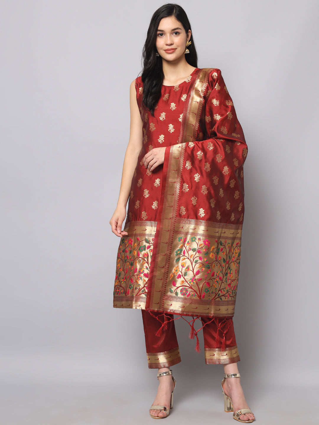 Cotton Silk Jacquard Kurta Pant With Banarasi Silk dupatta - FitVibe Fashion