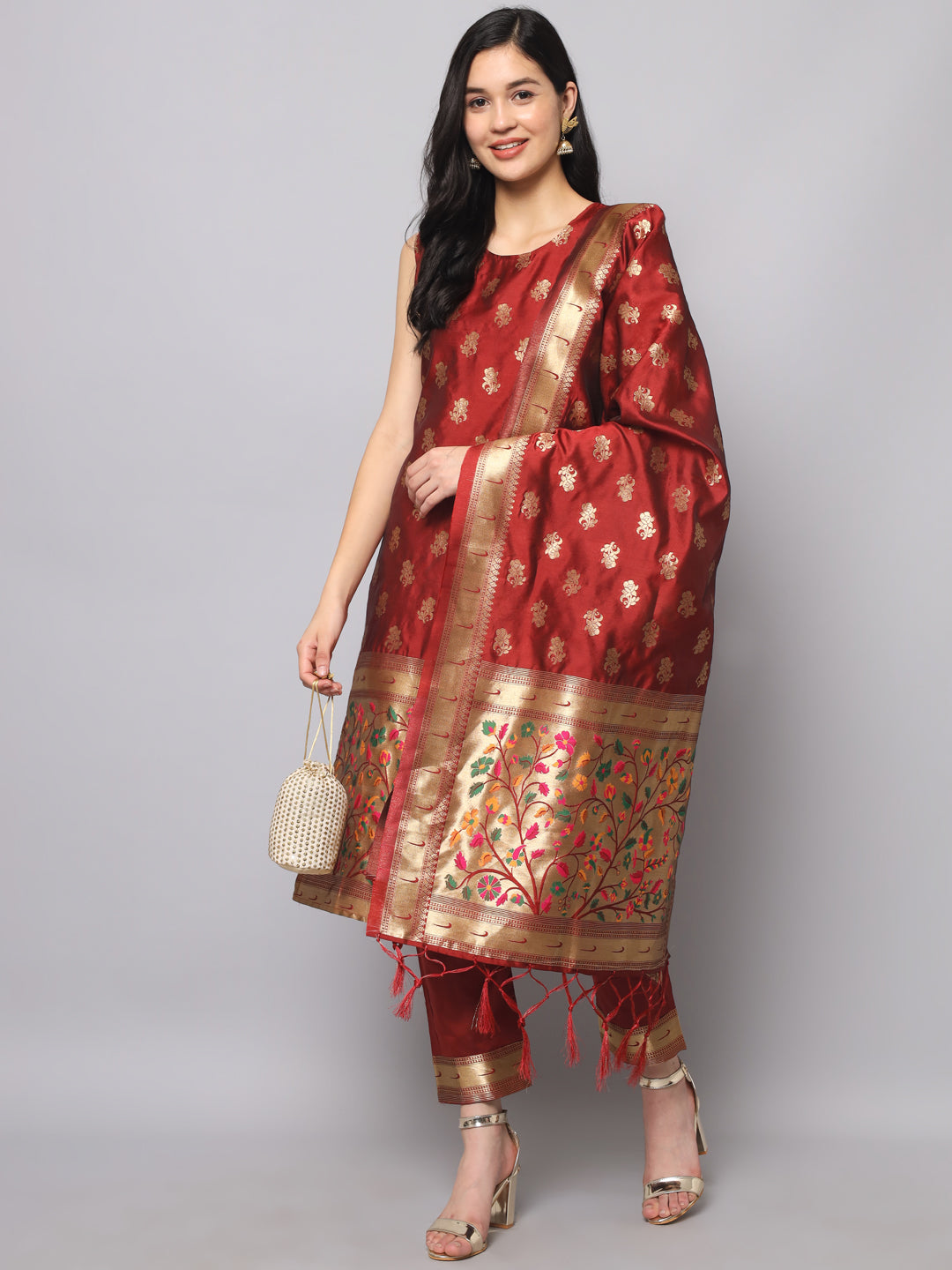 Cotton Silk Jacquard Kurta Pant With Banarasi Silk dupatta - FitVibe Fashion