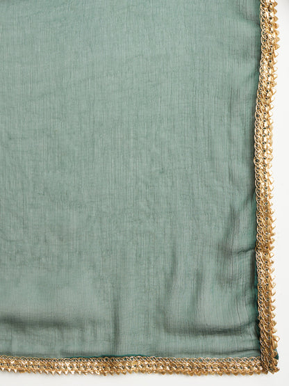 Dakshini Women Flared Kurta and Trousers Pant Set Cotton Silk Blend - FitVibe Fashion