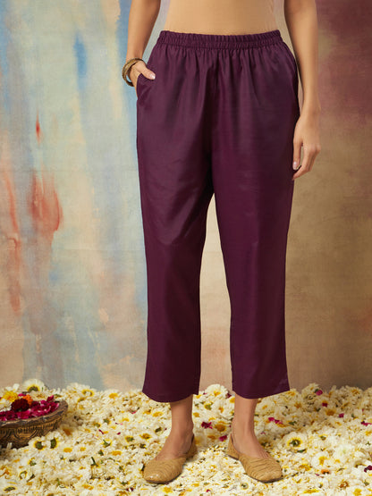 Rajsi Women Flared Kurta and Trousers Pant Set Cotton Silk Blend - FitVibe Fashion