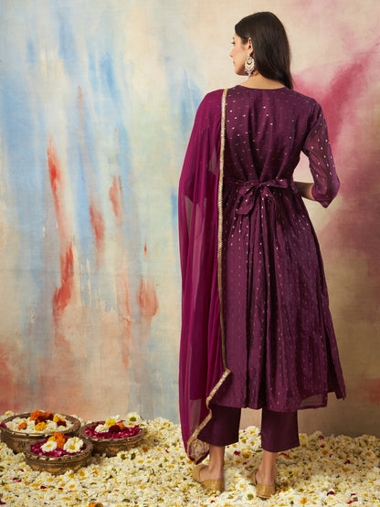 Rajsi Women Flared Kurta and Trousers Pant Set Cotton Silk Blend - FitVibe Fashion