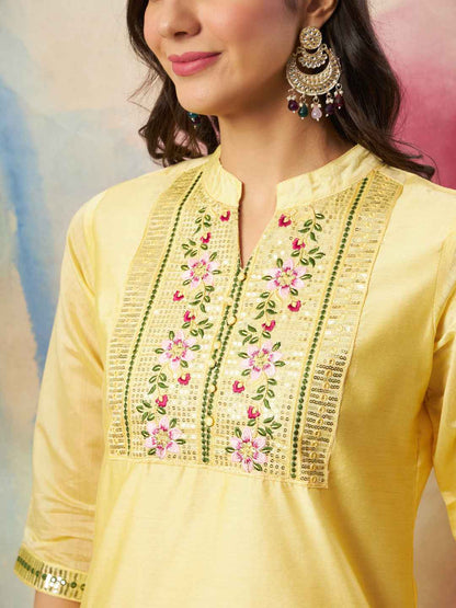 Anokhi Women Kurta and Trouser Duppata Set chanderi modal Butti