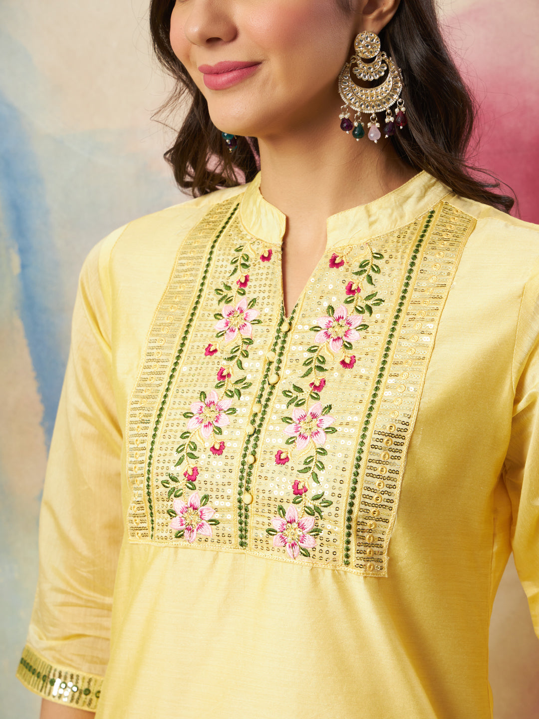 Kriti  Women Kurta and Trouser Duppata Set chanderi modal Butti - FitVibe Fashion