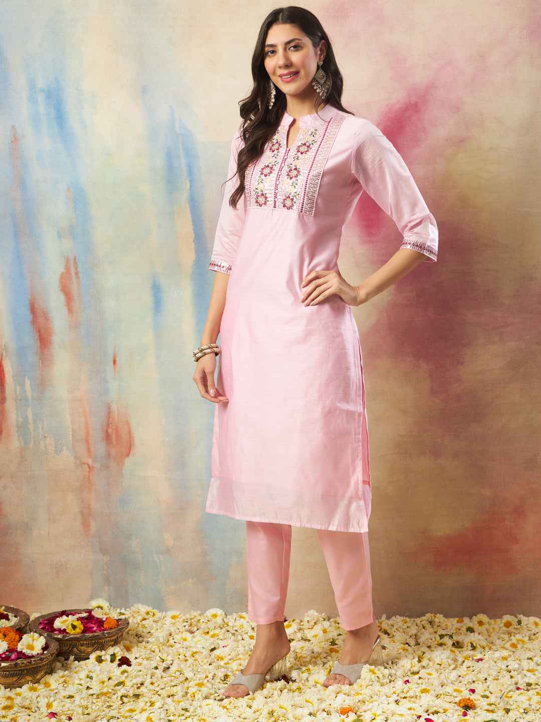 Anokhi Women Kurta and Trouser Duppata Set chanderi modal Butti