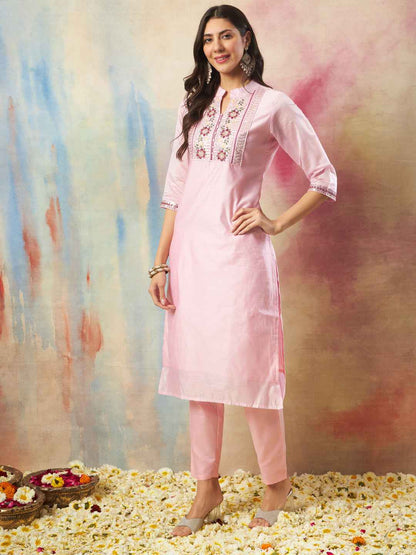 Anokhi Women Kurta and Trouser Duppata Set chanderi modal Butti
