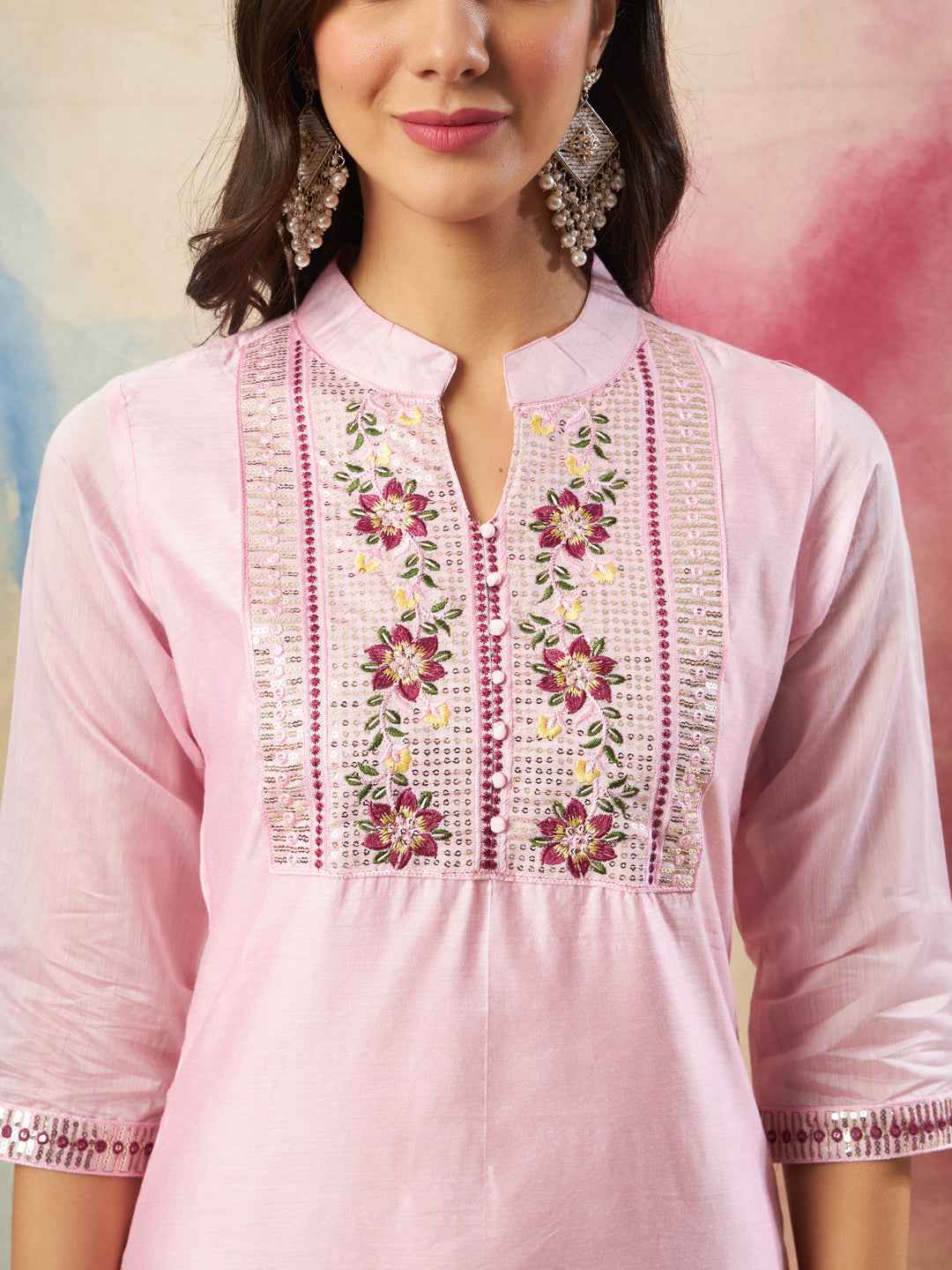 Anokhi Women Kurta and Trouser Duppata Set chanderi modal Butti