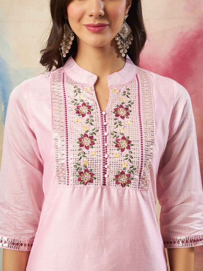 Anokhi Women Kurta and Trouser Duppata Set chanderi modal Butti