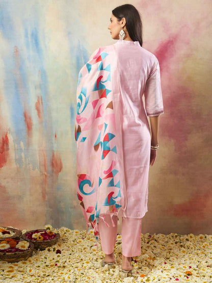 Anokhi Women Kurta and Trouser Duppata Set chanderi modal Butti