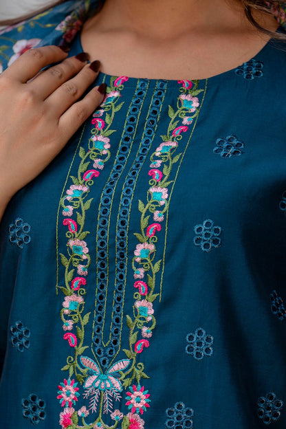 Nritya Women Kurta and Pant Sets Viscose Roman Silk Fabric - FitVibe Fashion