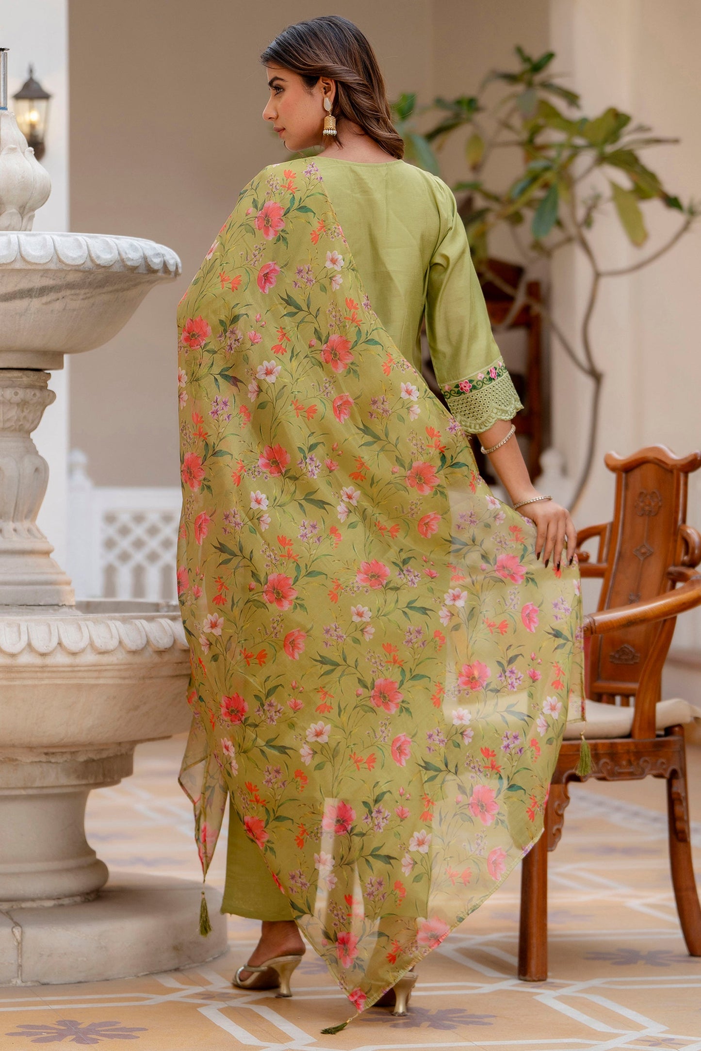 Vidya Women Kurta and Pant Sets Viscose Roman Silk Fabric - FitVibe Fashion