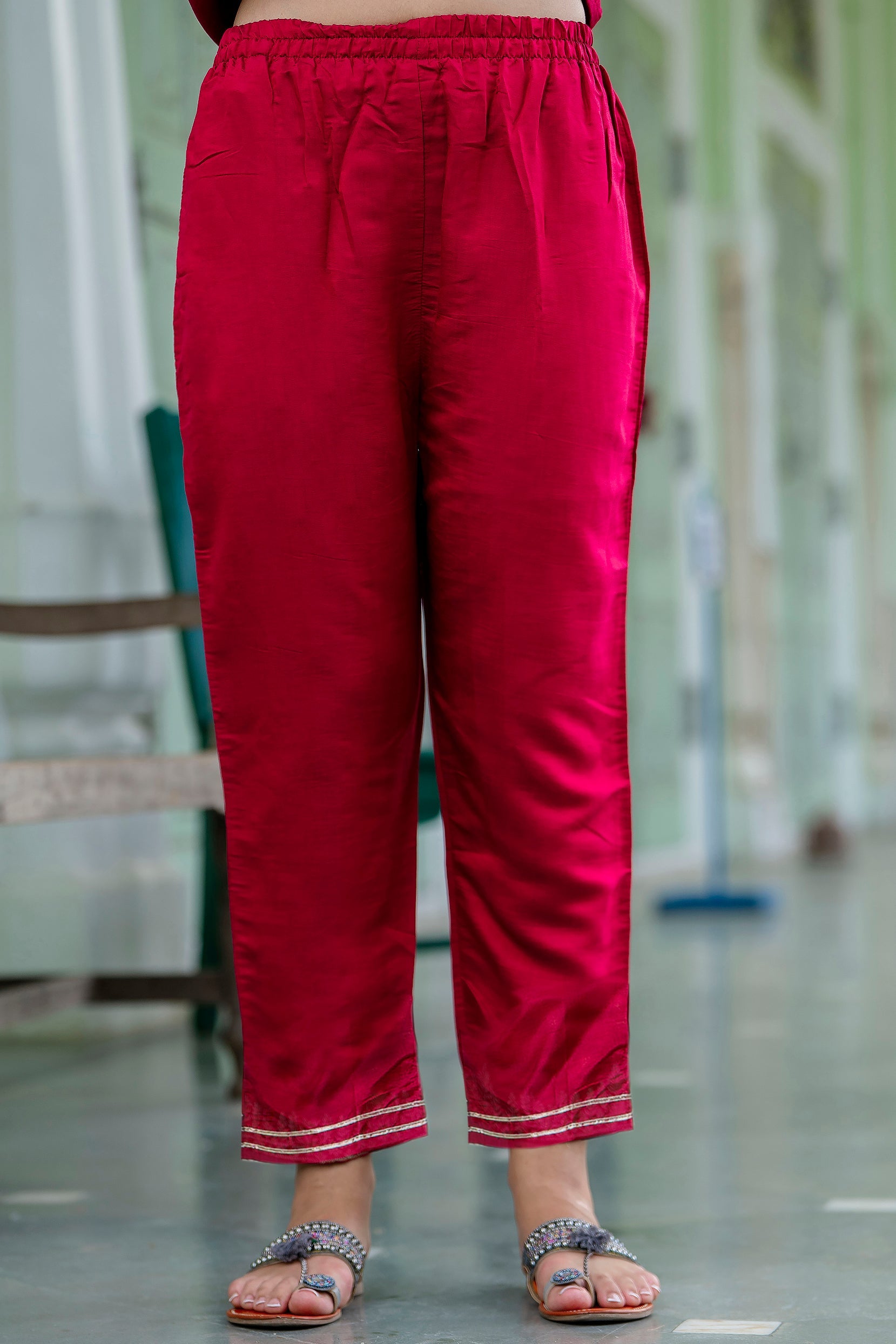 Purnima Silk Blend Embroidered Kurta Set with Dupatta - FitVibe Fashion