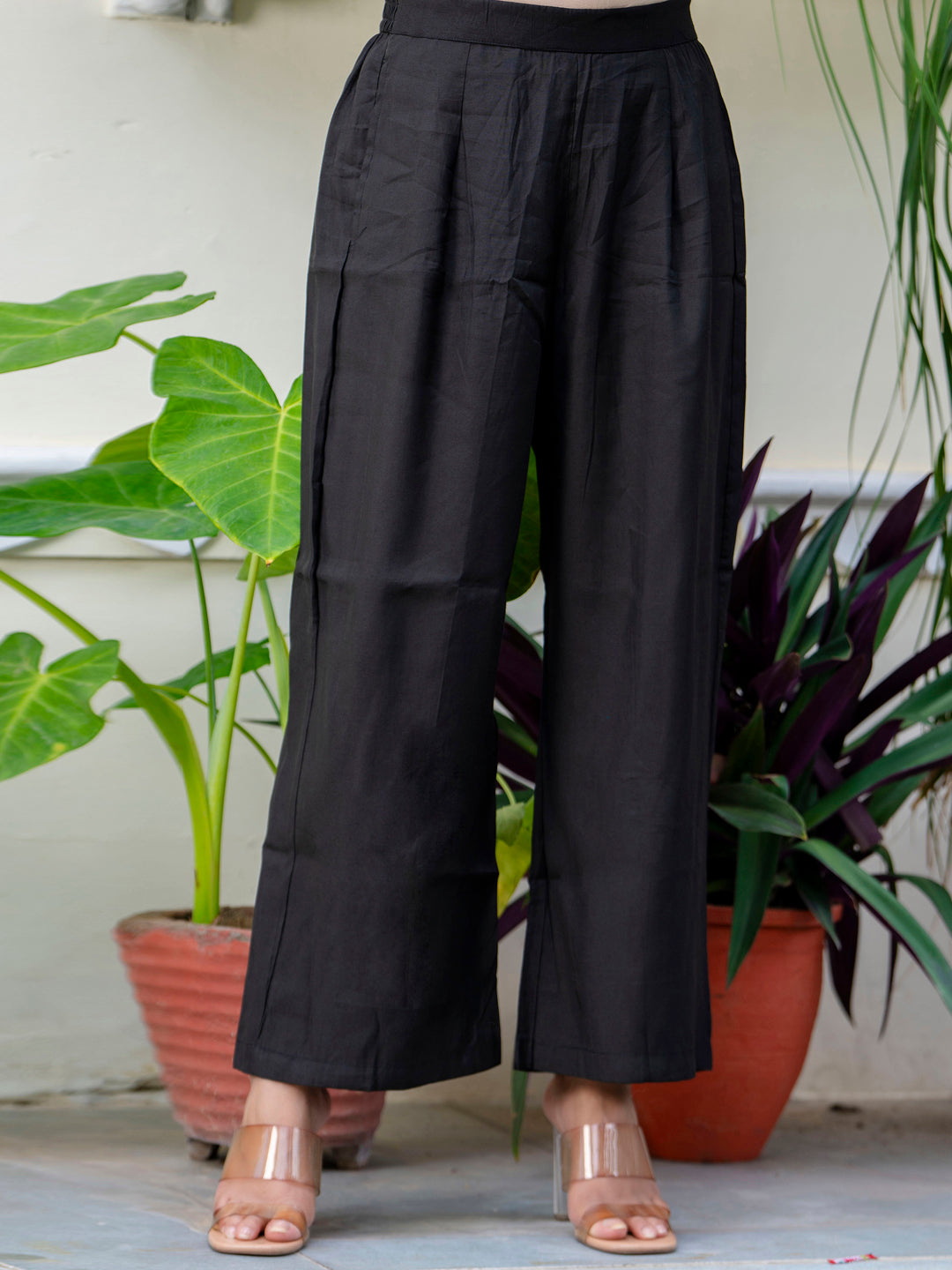 Women's Embroidered Silk Blend Calf Length Straight Kurta with Palazzo & Dupatta Set - FitVibe Fashion