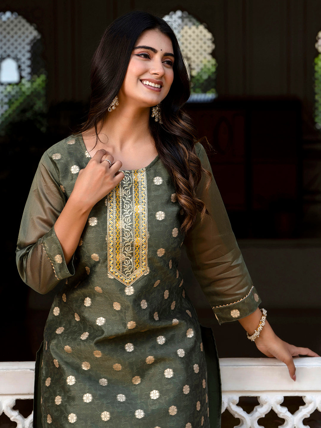 Women Embroidered Silk Blend Straight Kurta - FitVibe Fashion