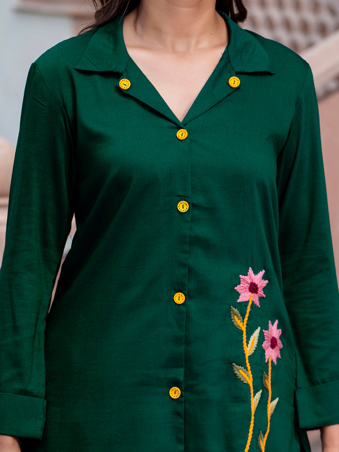 Women Solid Hand Work Embroidered Silk Blend Co-Ords Sets - FitVibe Fashion