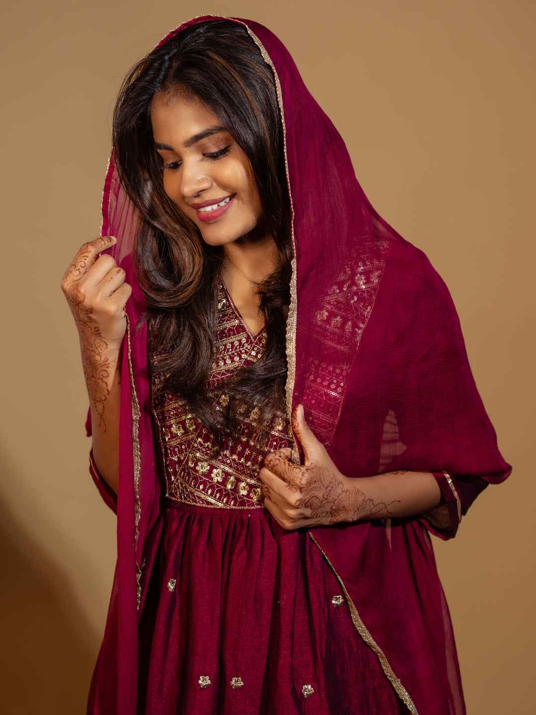 Aaradhya Women Flared Kurta and Trousers Pant Set Silk Blend