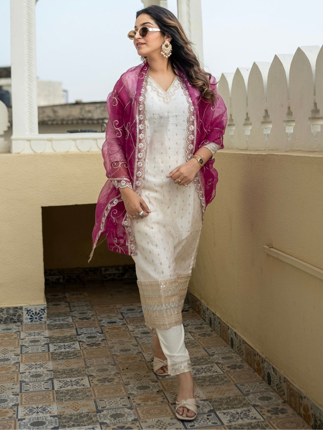 Reshma Chanderi Silk Blend Kurta Set - FitVibe Fashion