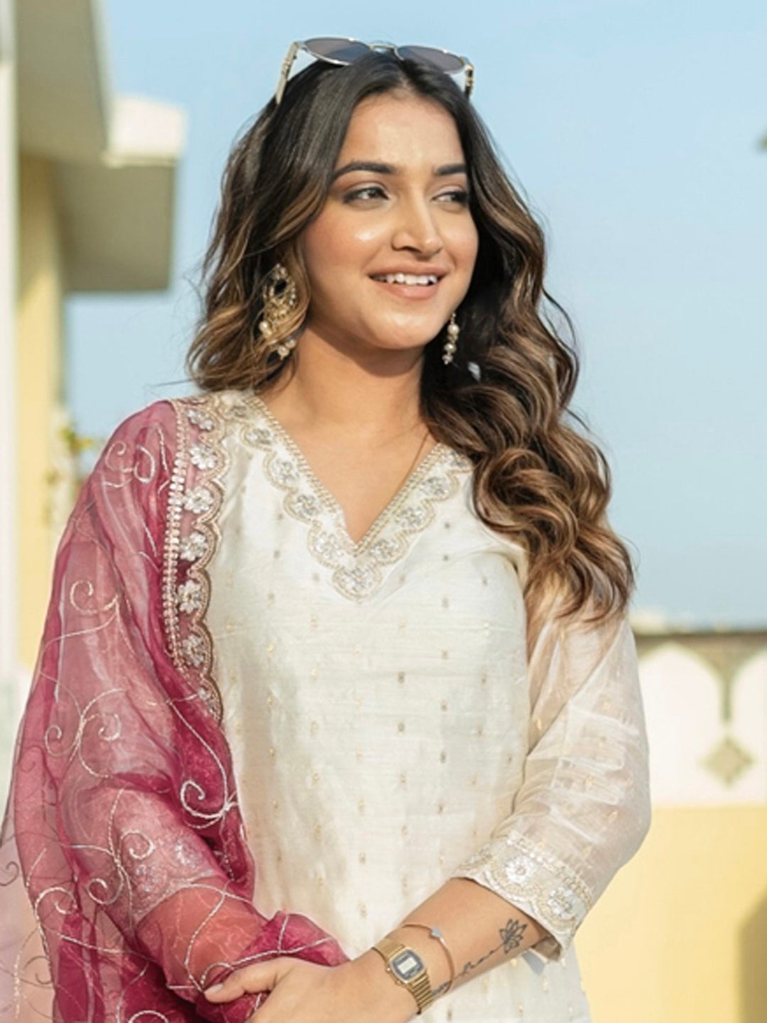 Reshma Chanderi Silk Blend Kurta Set - FitVibe Fashion