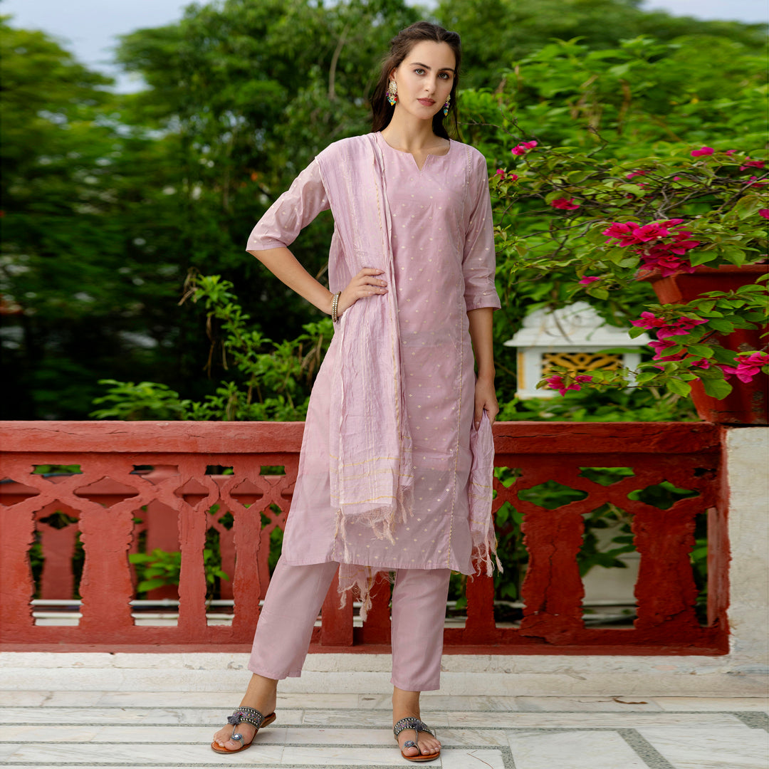 Kurta and Trouser Duppata Set Chanderi Modal Butti - FitVibe Fashion