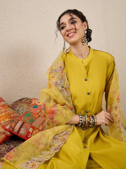 Suhani Yellow Silk Blend Women Ethnic Suit Sets - FitVibe Fashion