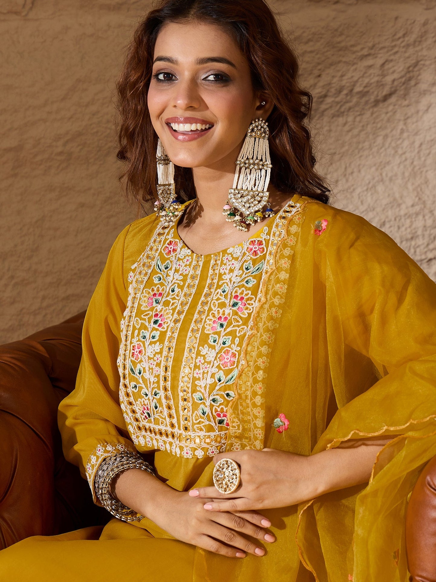 Dhanvi Silk Blend Dori Embroidered Kurta Set - FitVibe Fashion