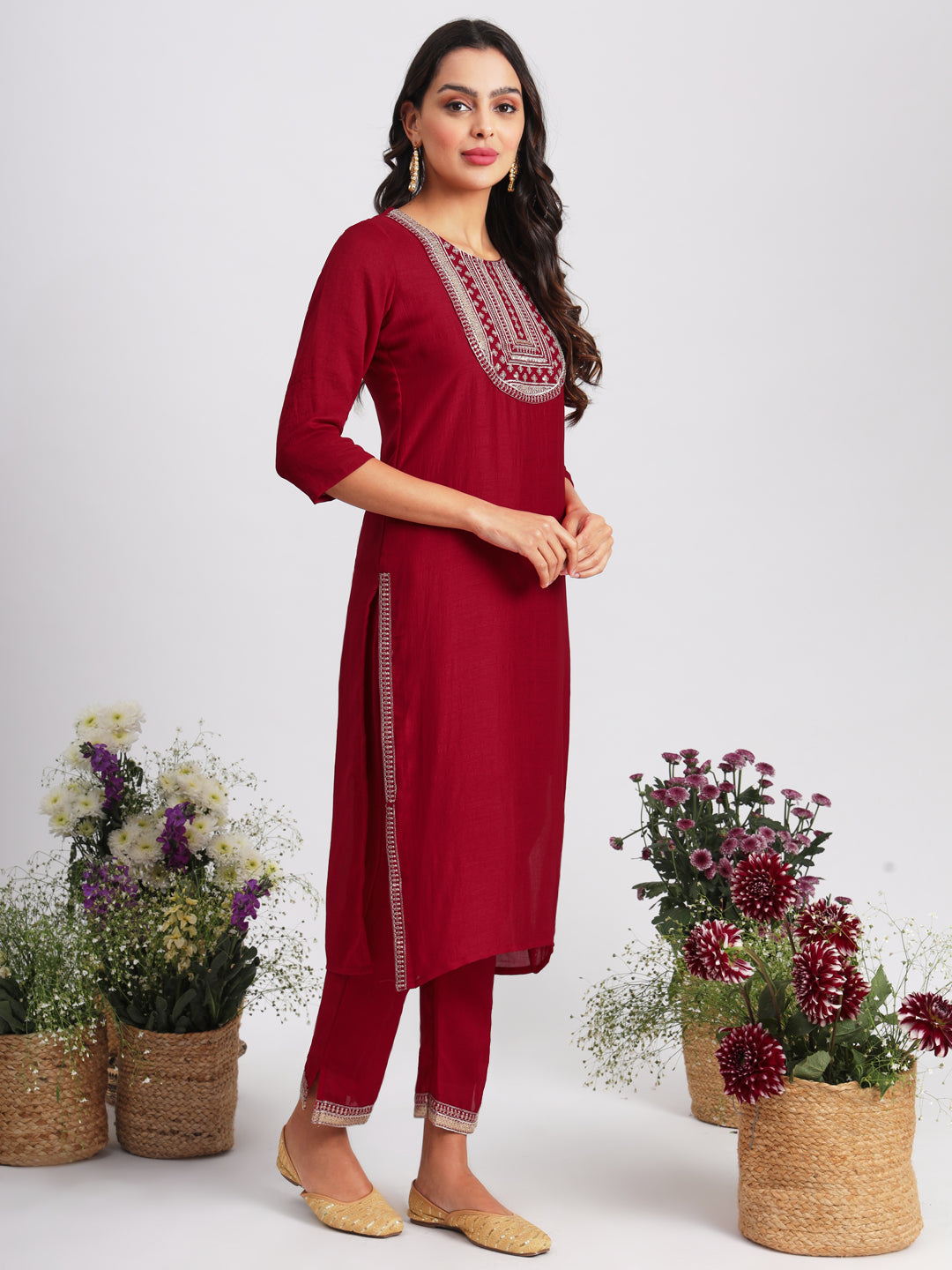 Sankalp  Women Kurta and Trousers Pant Set Silk Blend - FitVibe Fashion