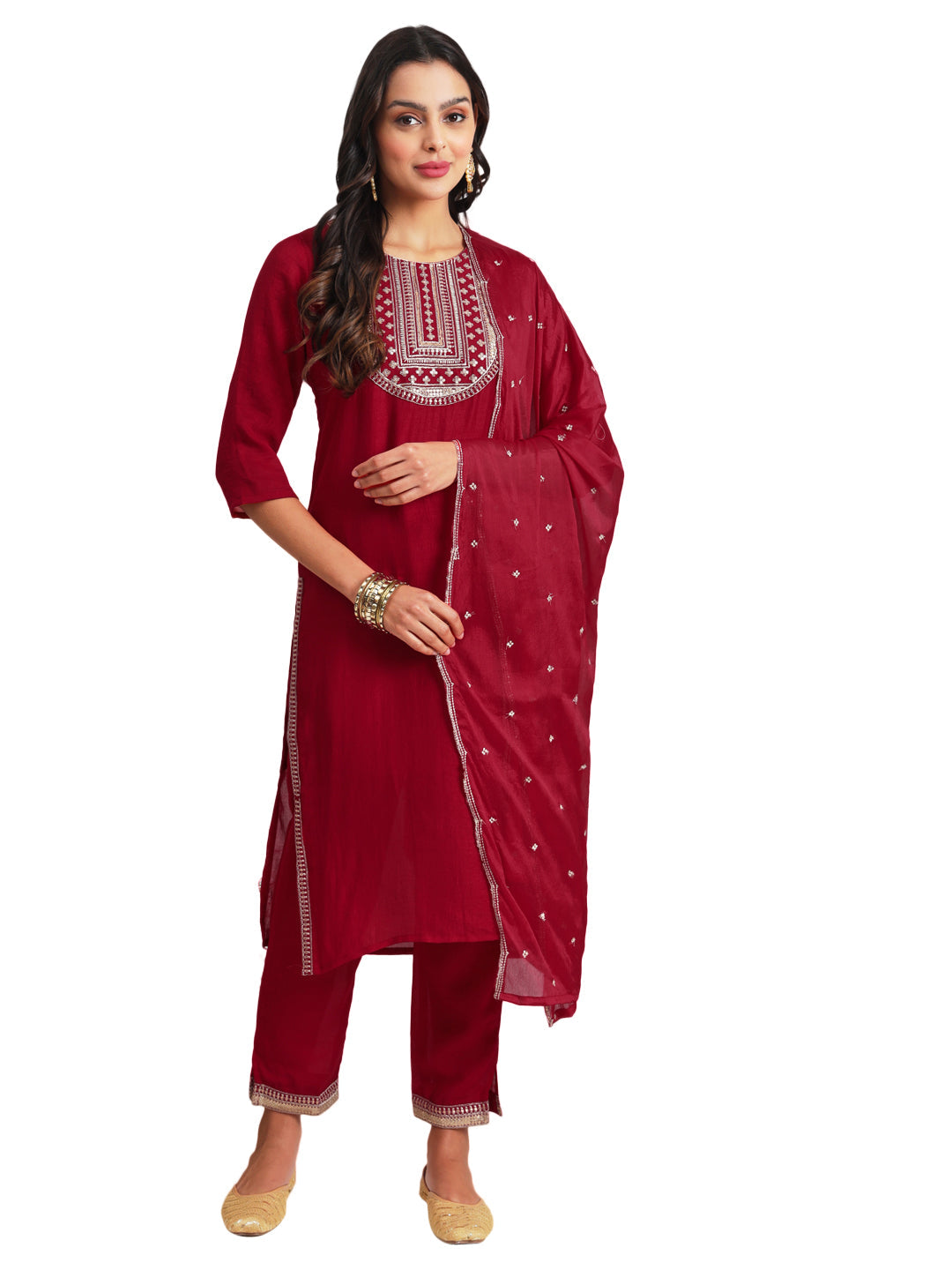 Sankalp  Women Kurta and Trousers Pant Set Silk Blend - FitVibe Fashion