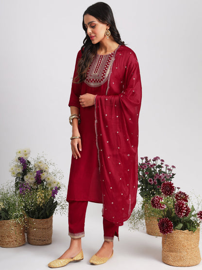 Sankalp  Women Kurta and Trousers Pant Set Silk Blend - FitVibe Fashion