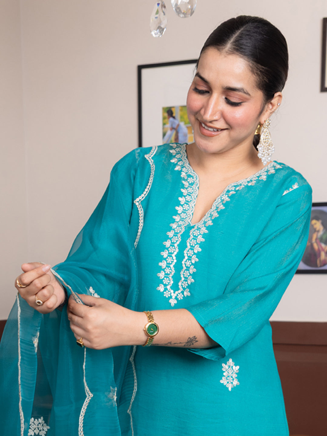 Vyonaa Rama Viscose Rayon Kurta with Trousers & Dupatta Suits - FitVibe Fashion