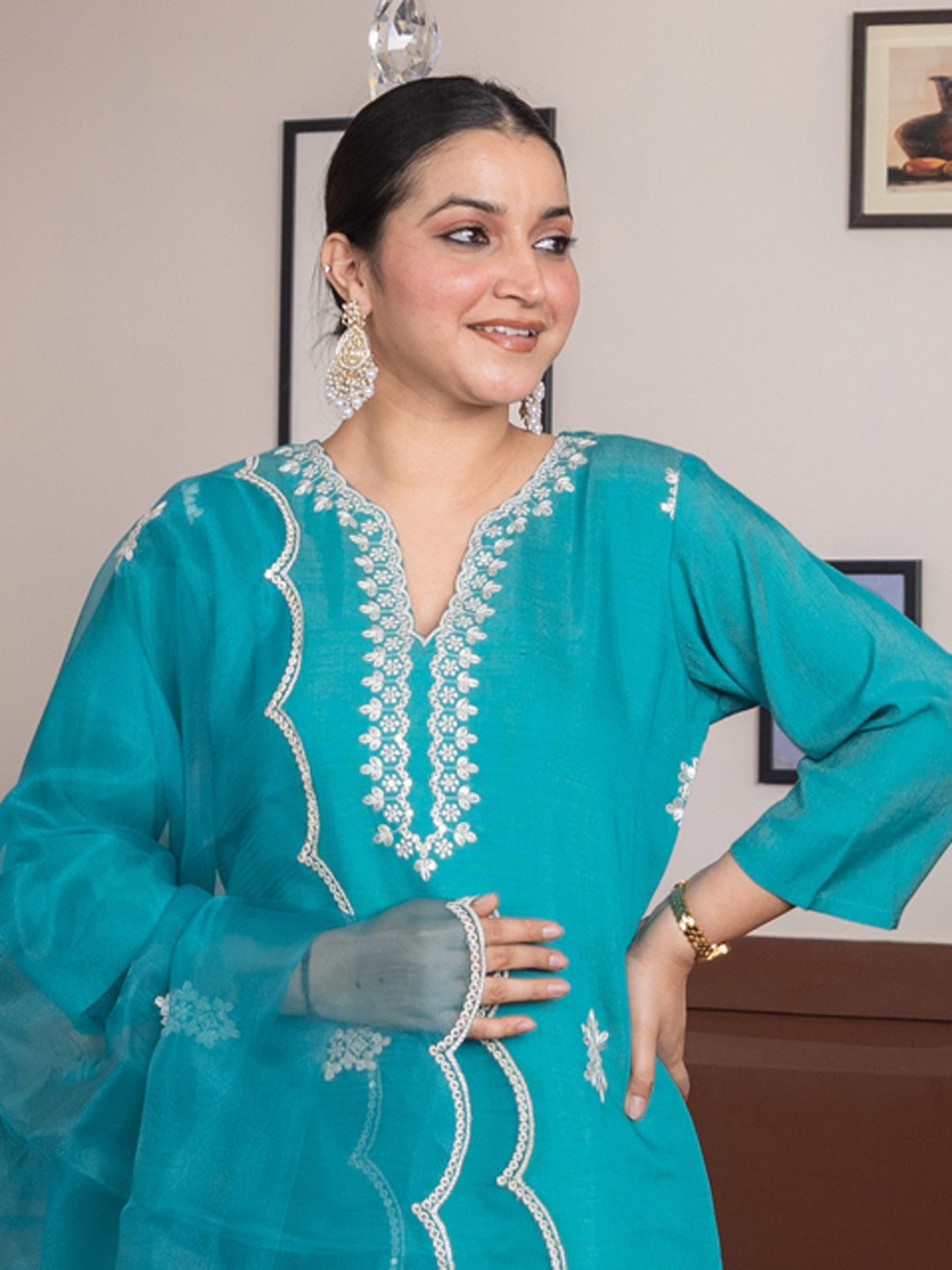 Vyonaa Rama Viscose Rayon Kurta with Trousers & Dupatta Suits - FitVibe Fashion