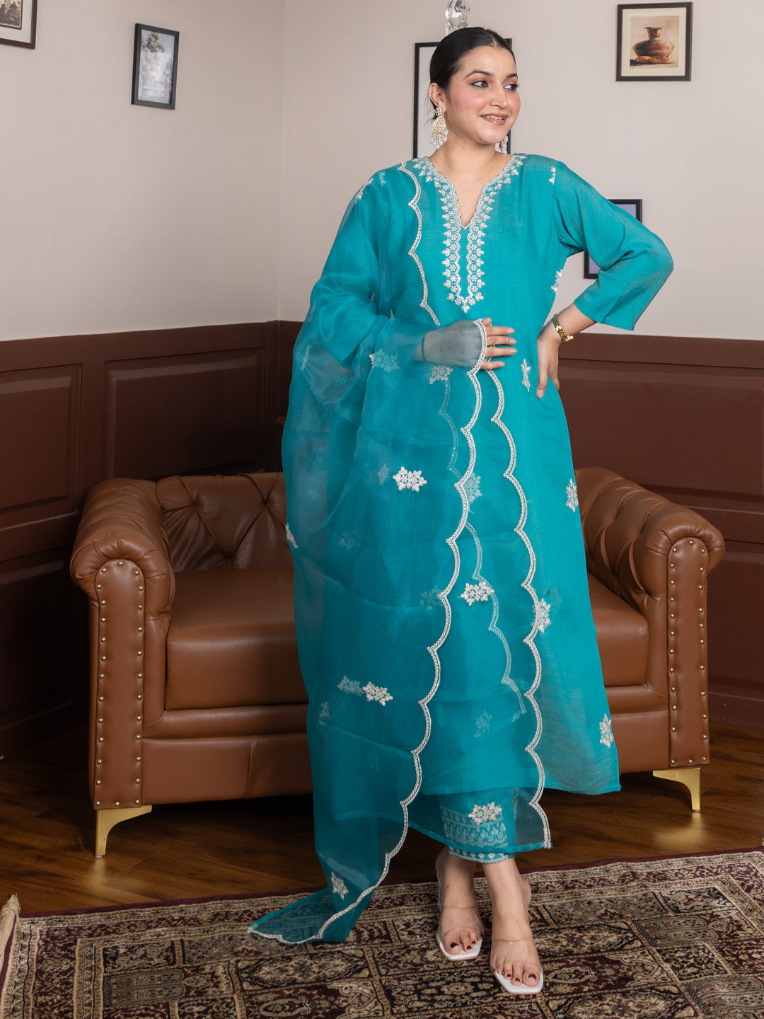 Vyonaa Rama Viscose Rayon Kurta with Trousers & Dupatta Suits - FitVibe Fashion