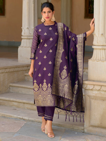 Cotton Silk Kurta and Pant Set with Banarasi Silk Dupatta - FitVibe Fashion
