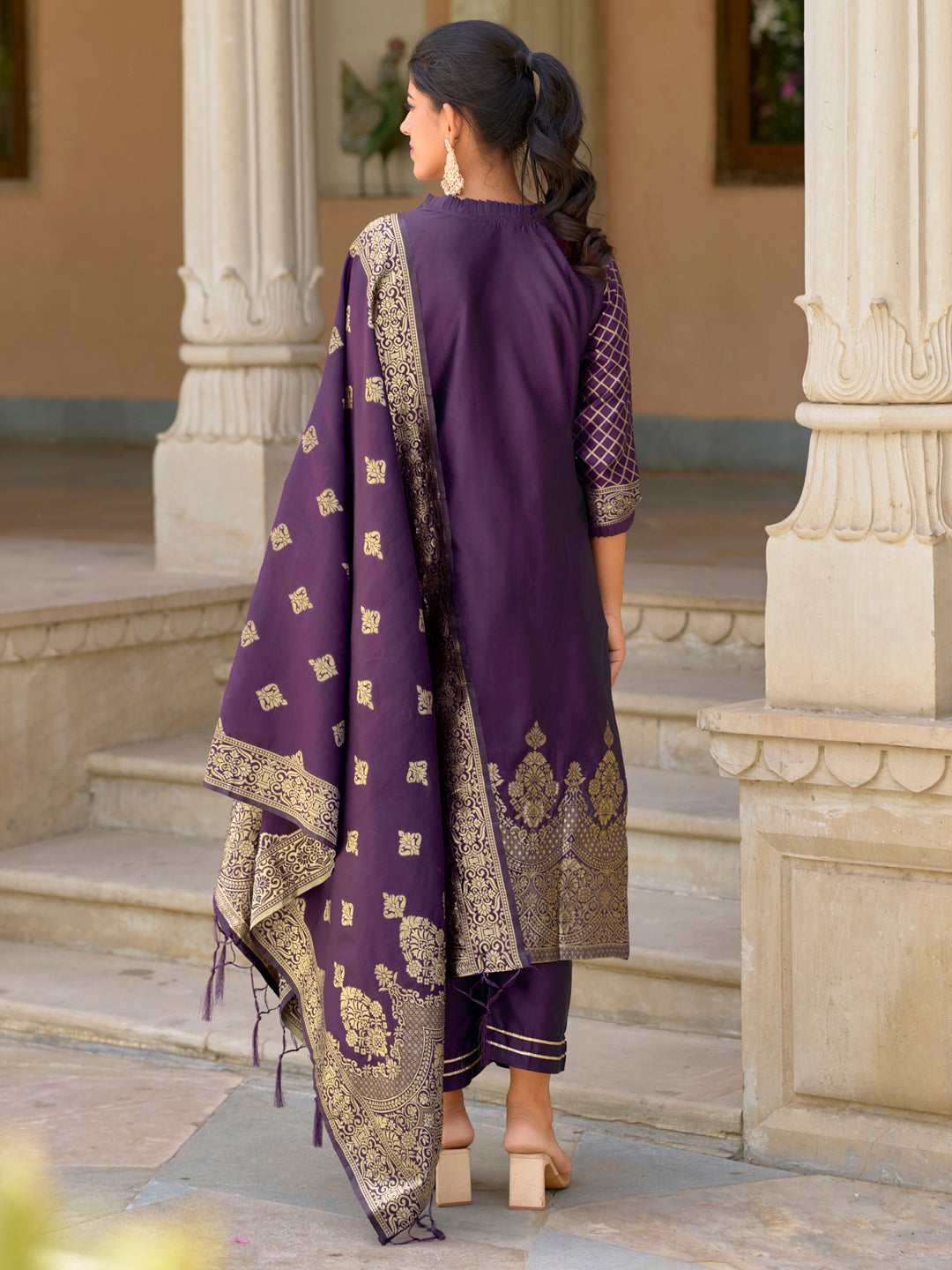 Cotton Silk Kurta and Pant Set with Banarasi Silk Dupatta - FitVibe Fashion