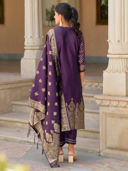 Cotton Silk Kurta and Pant Set with Banarasi Silk Dupatta - FitVibe Fashion