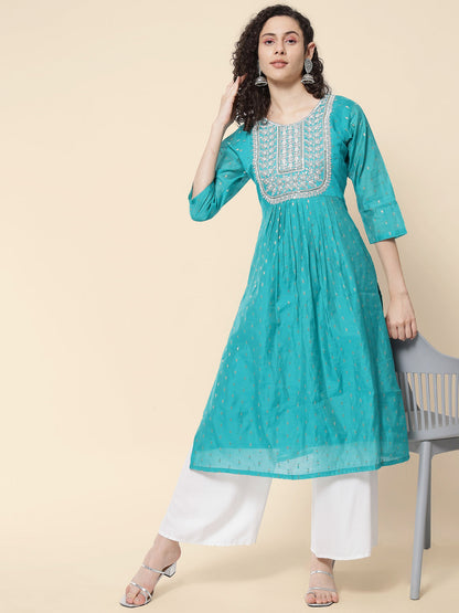 Rivaaz Women Chanderi Modal Butti kurta - FitVibe Fashion