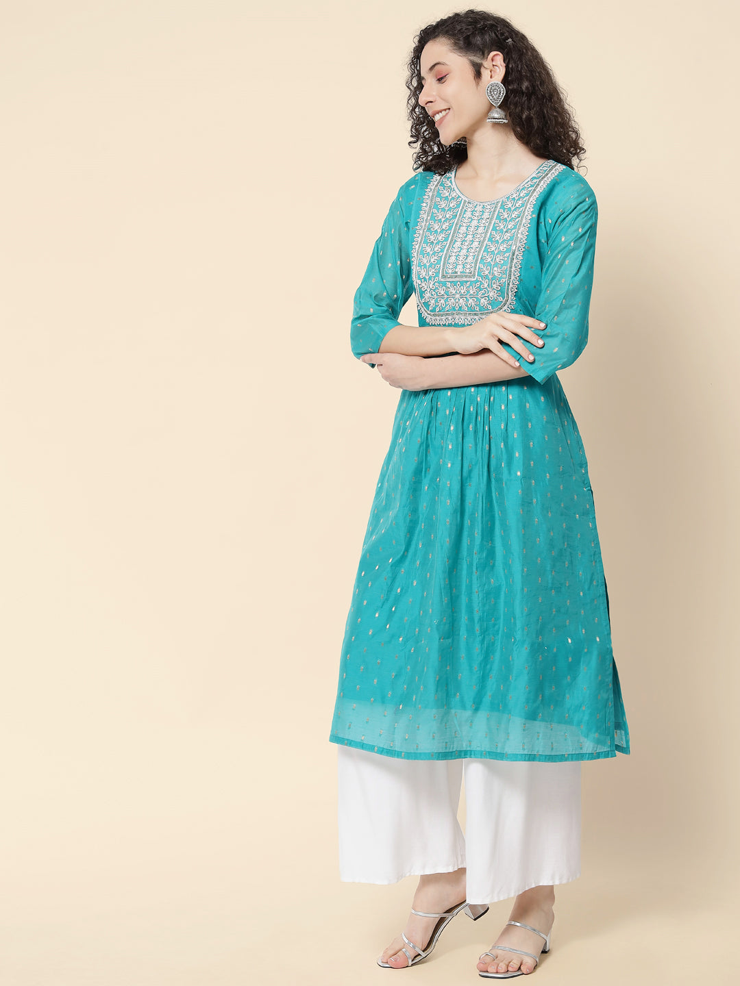 Rivaaz Women Chanderi Modal Butti kurta - FitVibe Fashion