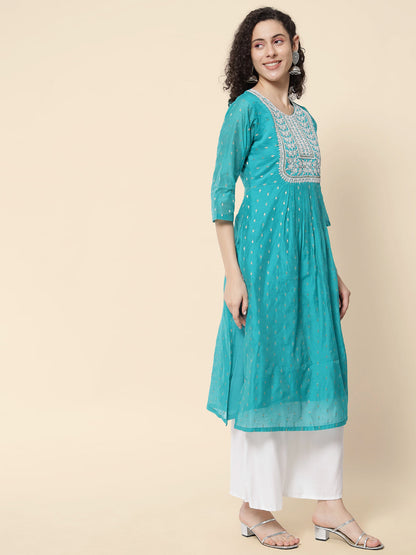 Rivaaz Women Chanderi Modal Butti kurta - FitVibe Fashion