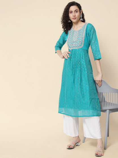 Rivaaz Women Chanderi Modal Butti kurta - FitVibe Fashion