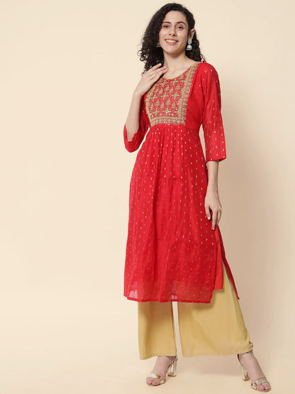 Trusha Women Chanderi Modal Butti kurta - FitVibe Fashion