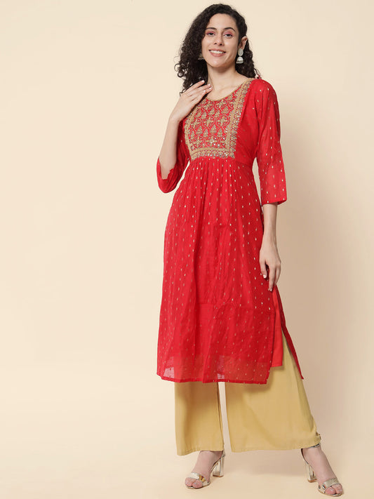 Trusha Women Chanderi Modal Butti kurta - FitVibe Fashion