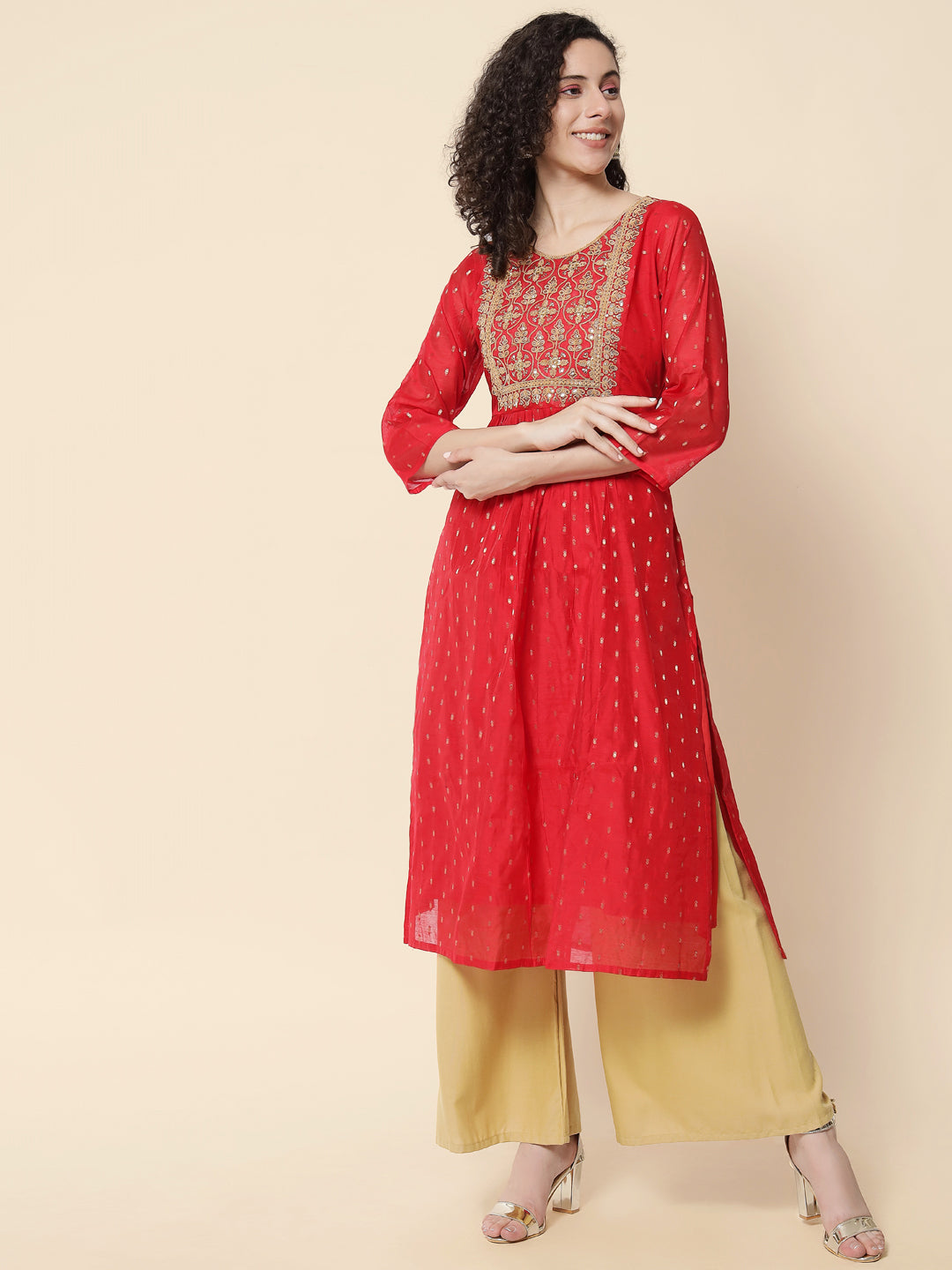 Trusha Women Chanderi Modal Butti kurta - FitVibe Fashion