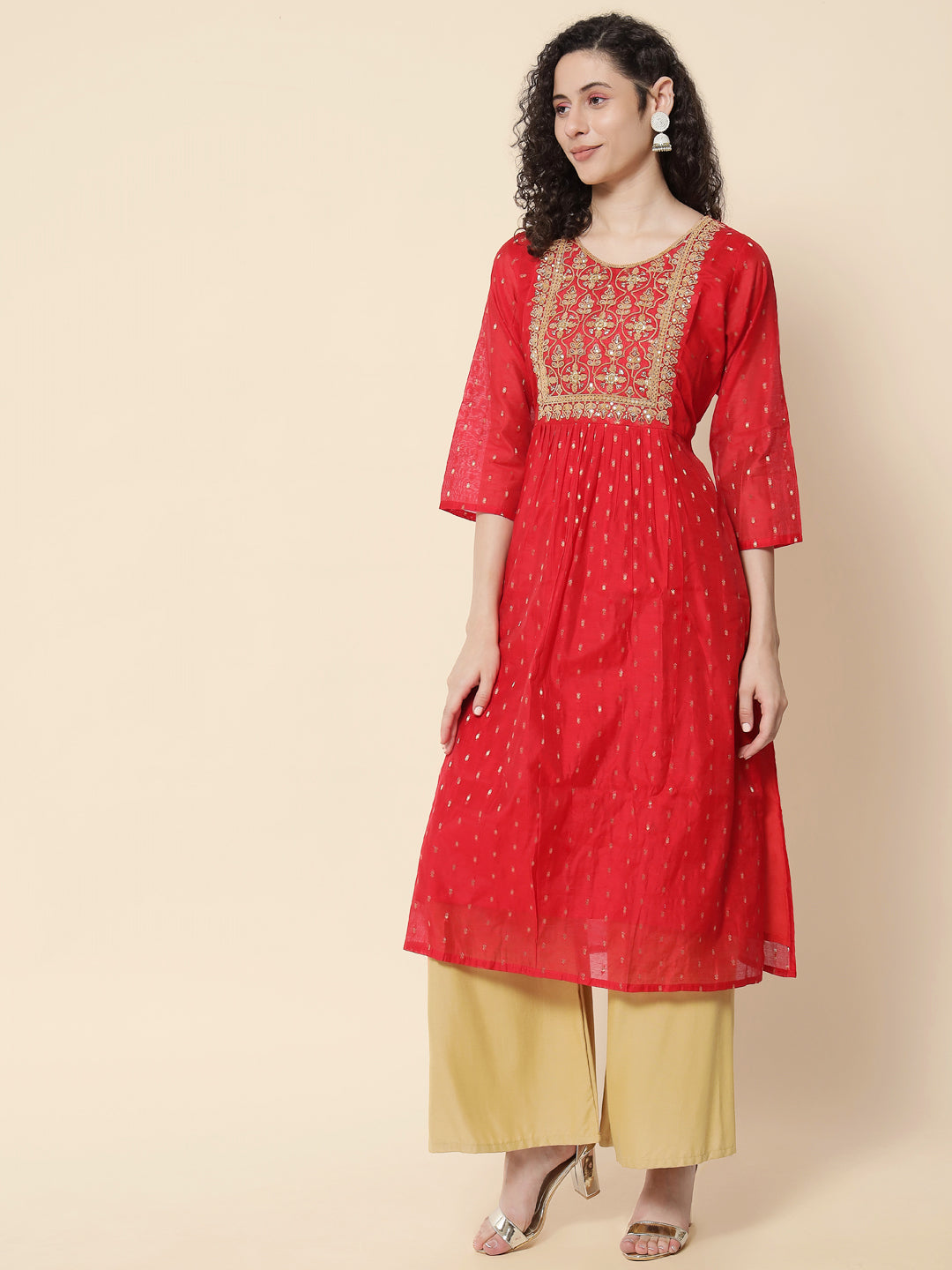 Trusha Women Chanderi Modal Butti kurta - FitVibe Fashion