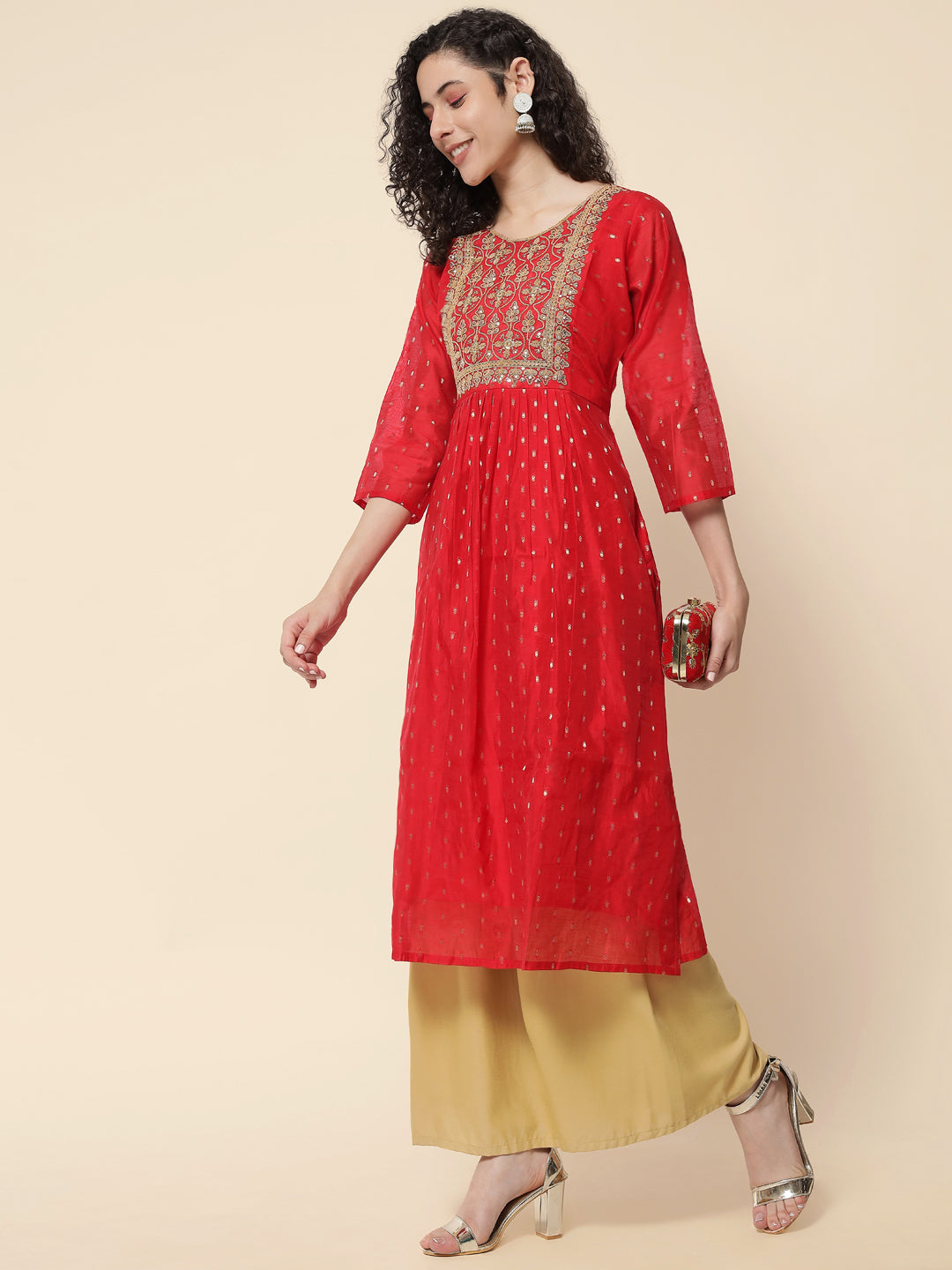 Trusha Women Chanderi Modal Butti kurta - FitVibe Fashion