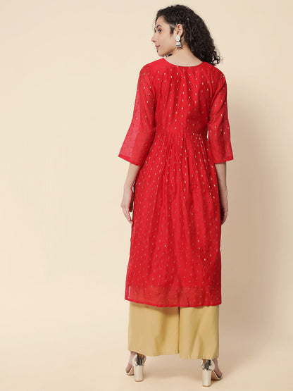 Trusha Women Chanderi Modal Butti kurta - FitVibe Fashion