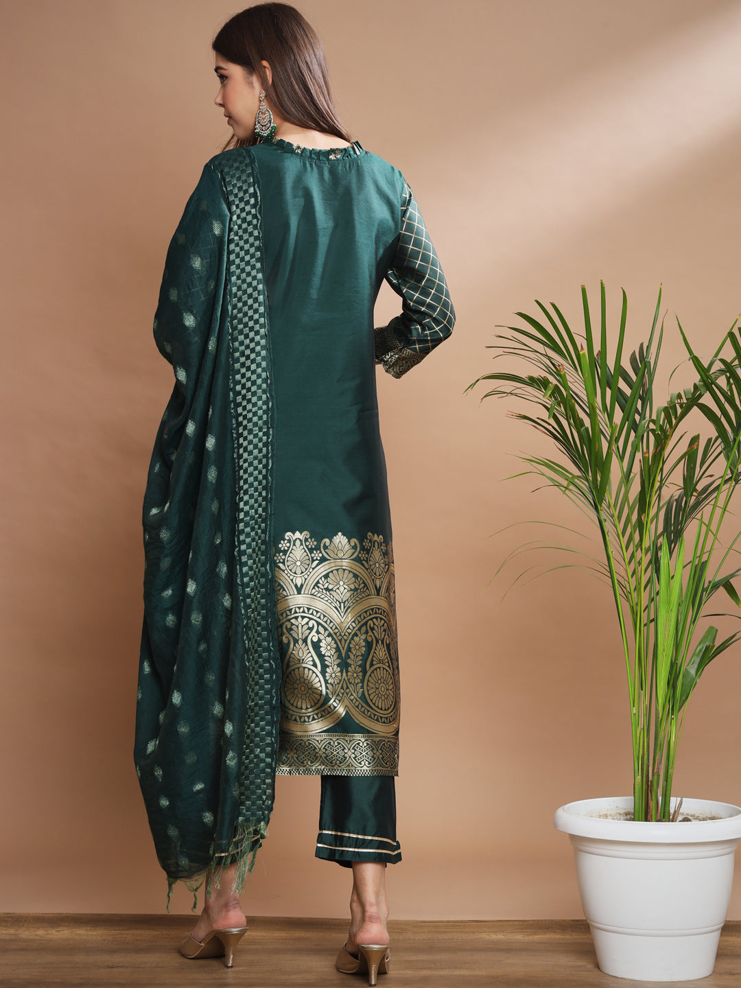 Cotton Silk Jacquard Kurta Pant With Banarasi Silk dupatta - FitVibe Fashion