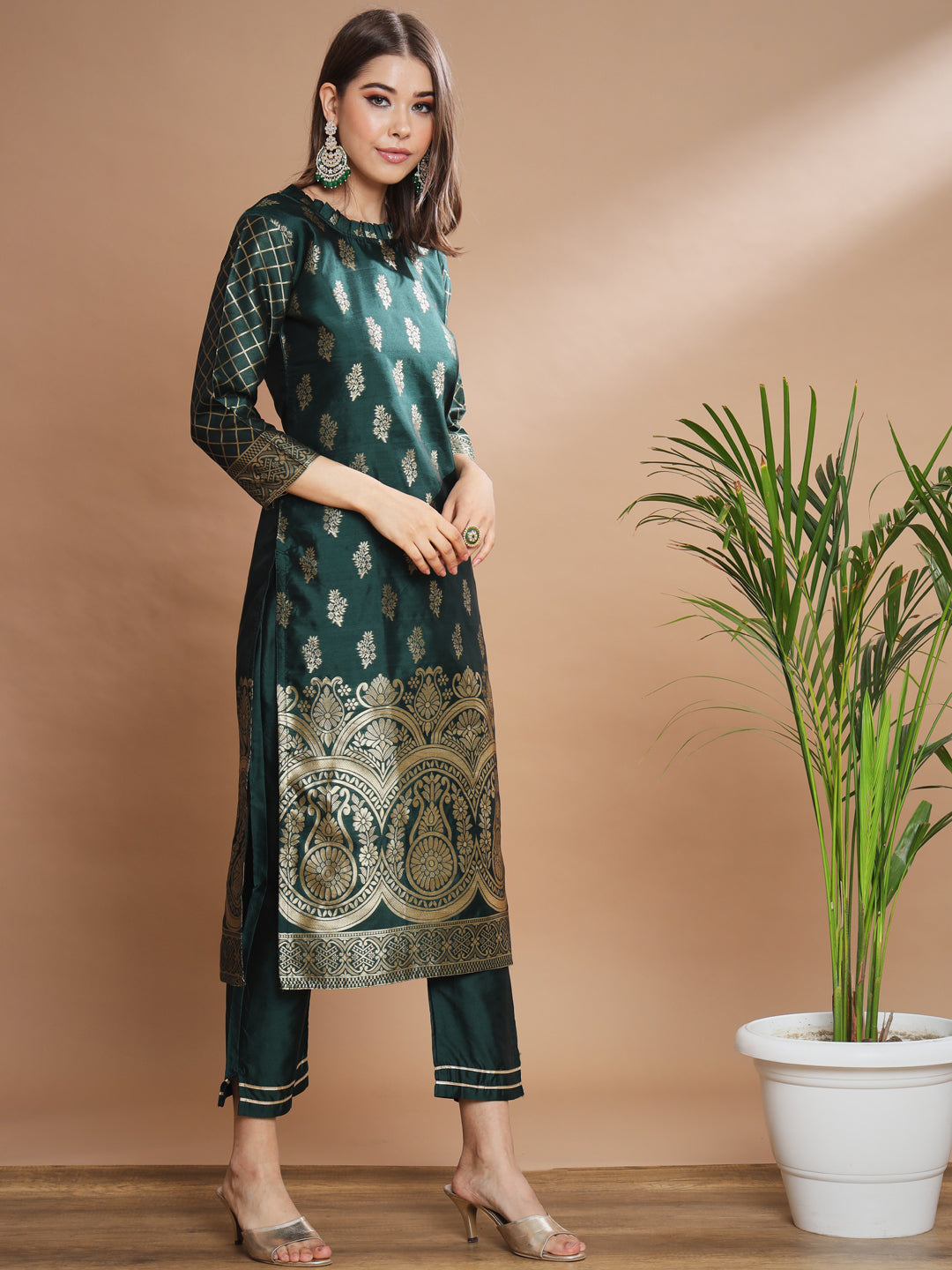 Cotton Silk Jacquard Kurta Pant With Banarasi Silk dupatta - FitVibe Fashion