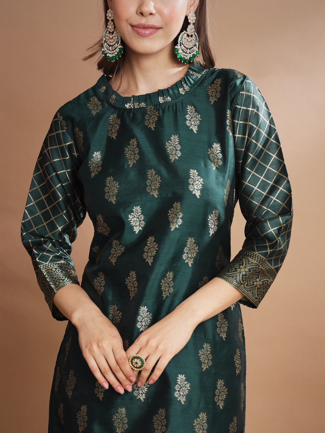 Cotton Silk Jacquard Kurta Pant With Banarasi Silk dupatta - FitVibe Fashion